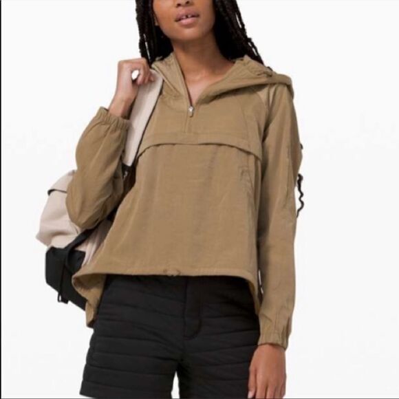 LuluLemon Seek Vistas Brown 1/2 Zip Nylon Hoodie Pullover Jacket in XS/S - Picture 11 of 11